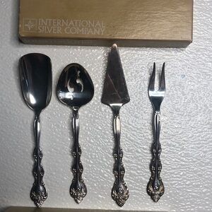 Vintage petite serving set of 4 silver plate